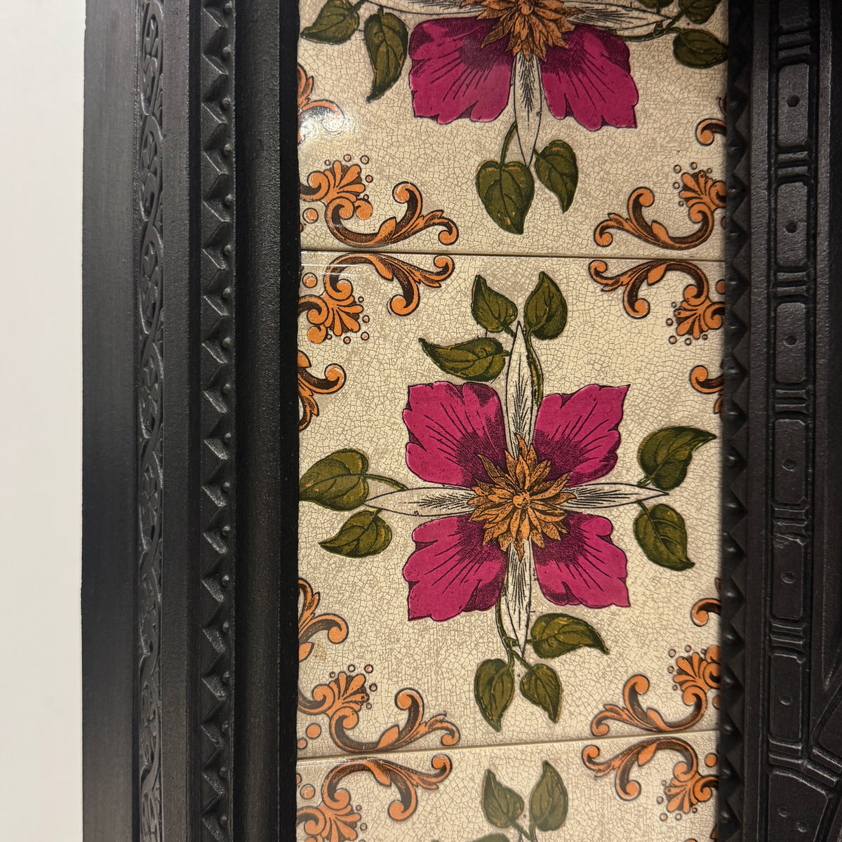 Victorian Cast Iron Tiled Fireplace Insert with Floral Panels | The Architectural Forum