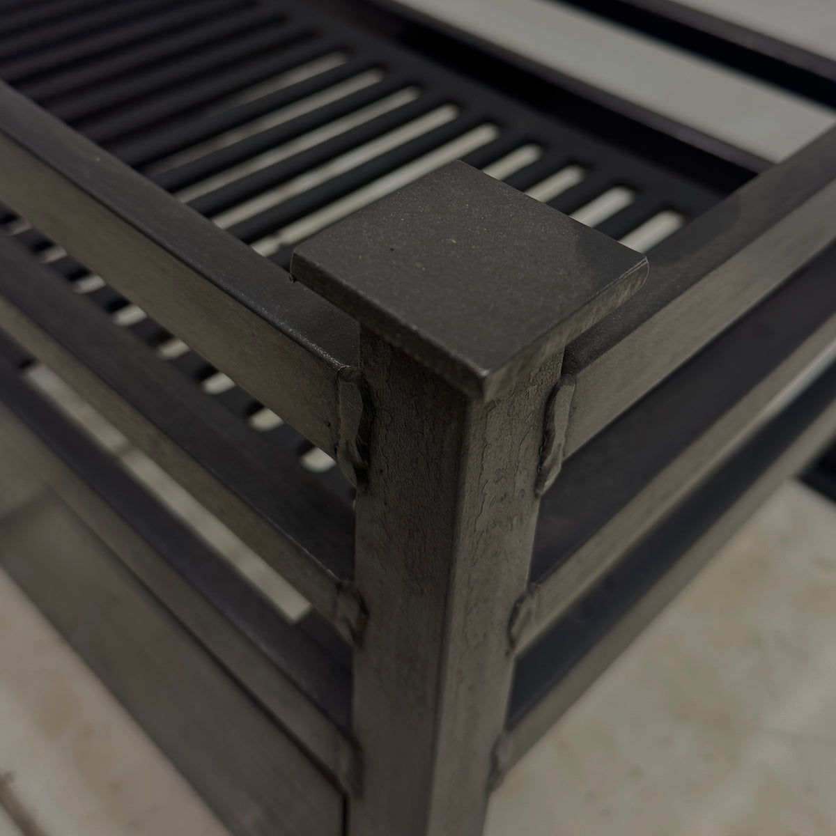 Reclaimed Black Fire Basket with Ash Pan Cover