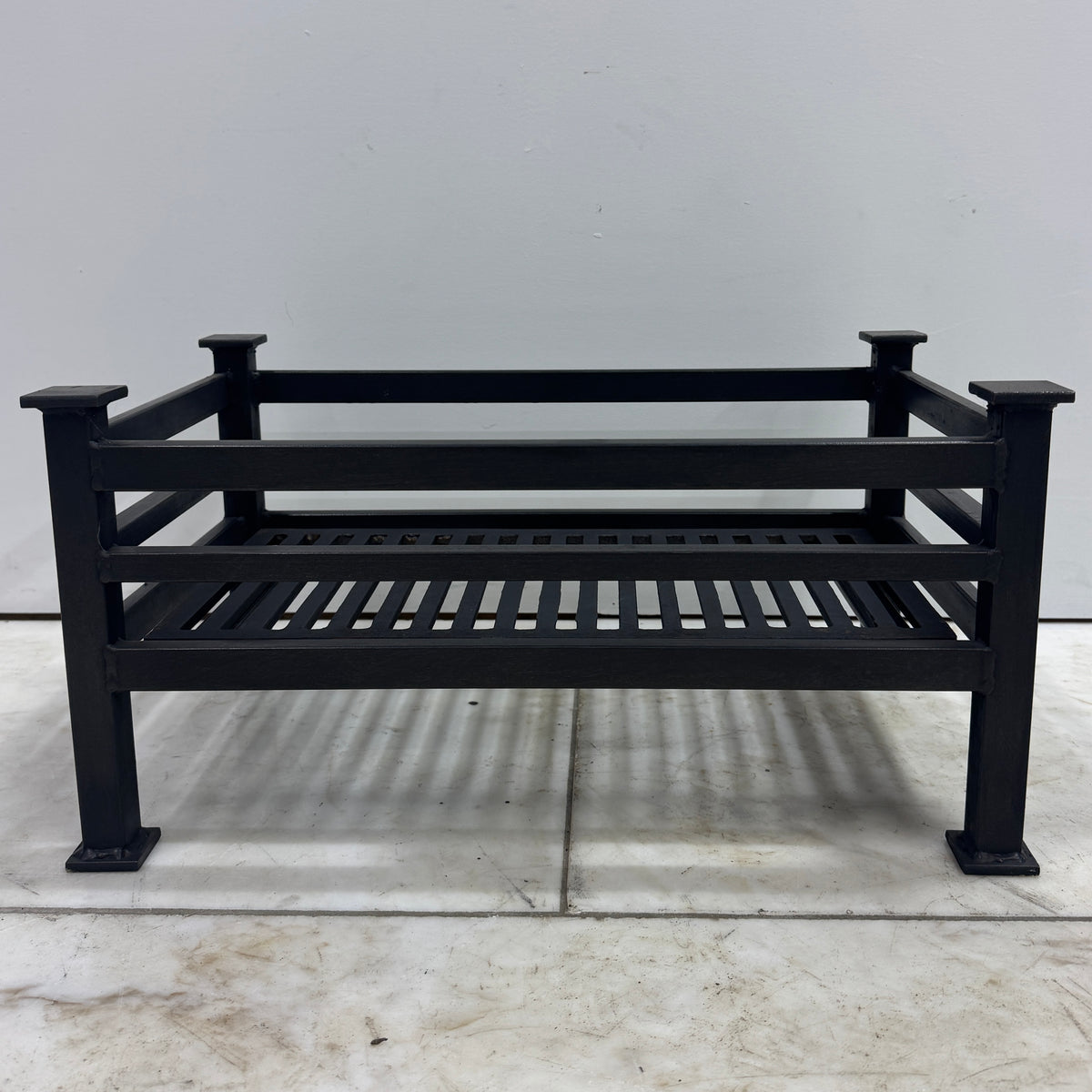 Reclaimed Black Fire Basket with Ash Pan Cover