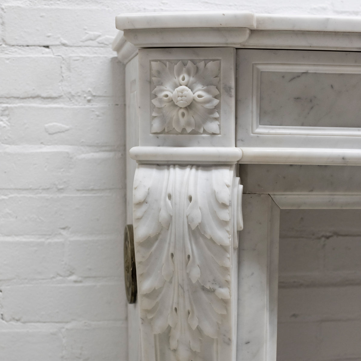 Antique Louis XVI Style Carved Marble Fireplace in Carrara Marble (Pair Available) | The Architectural Forum