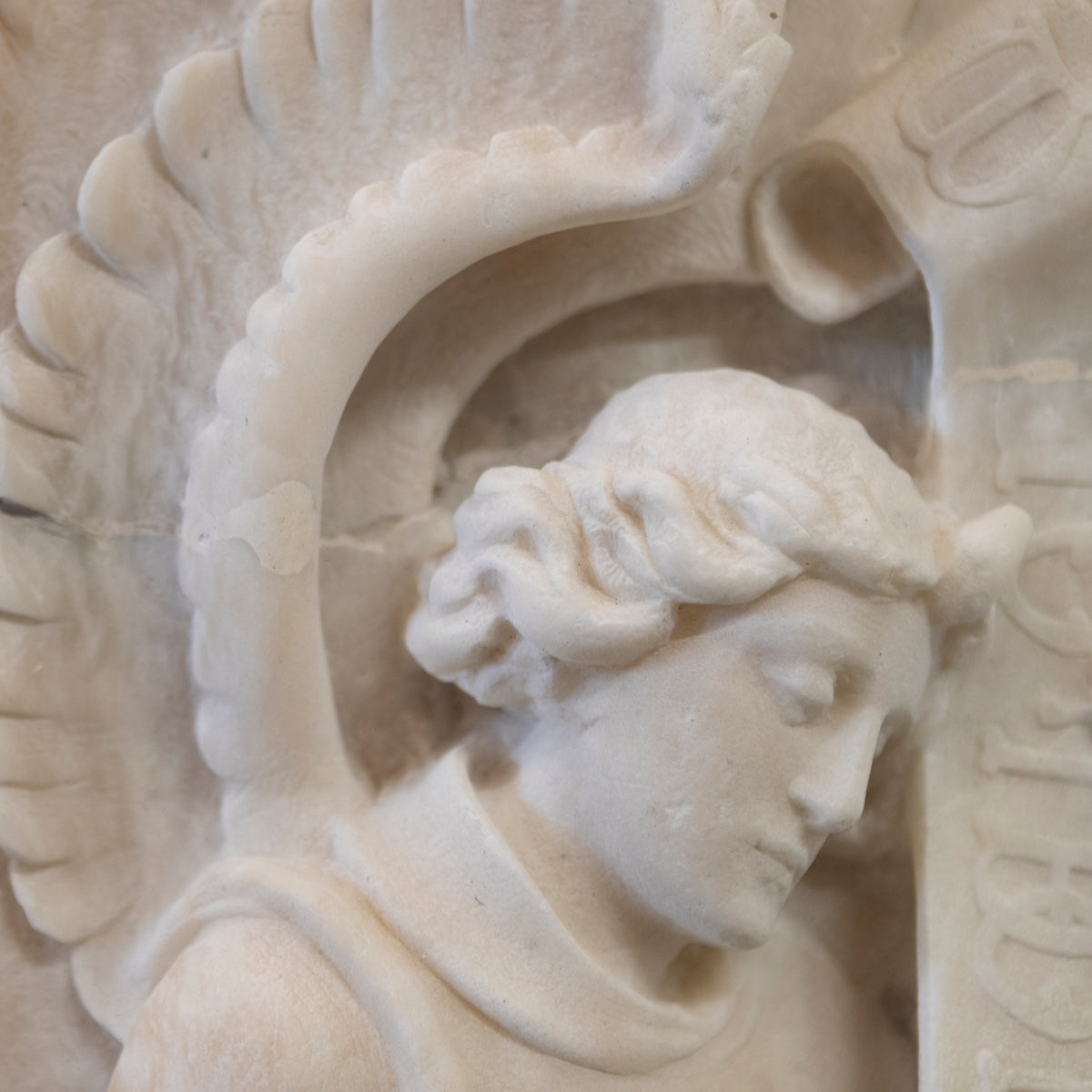 Large Pair of Alabaster Carved Angel Decorative Wall Plaques | The Architectural Forum