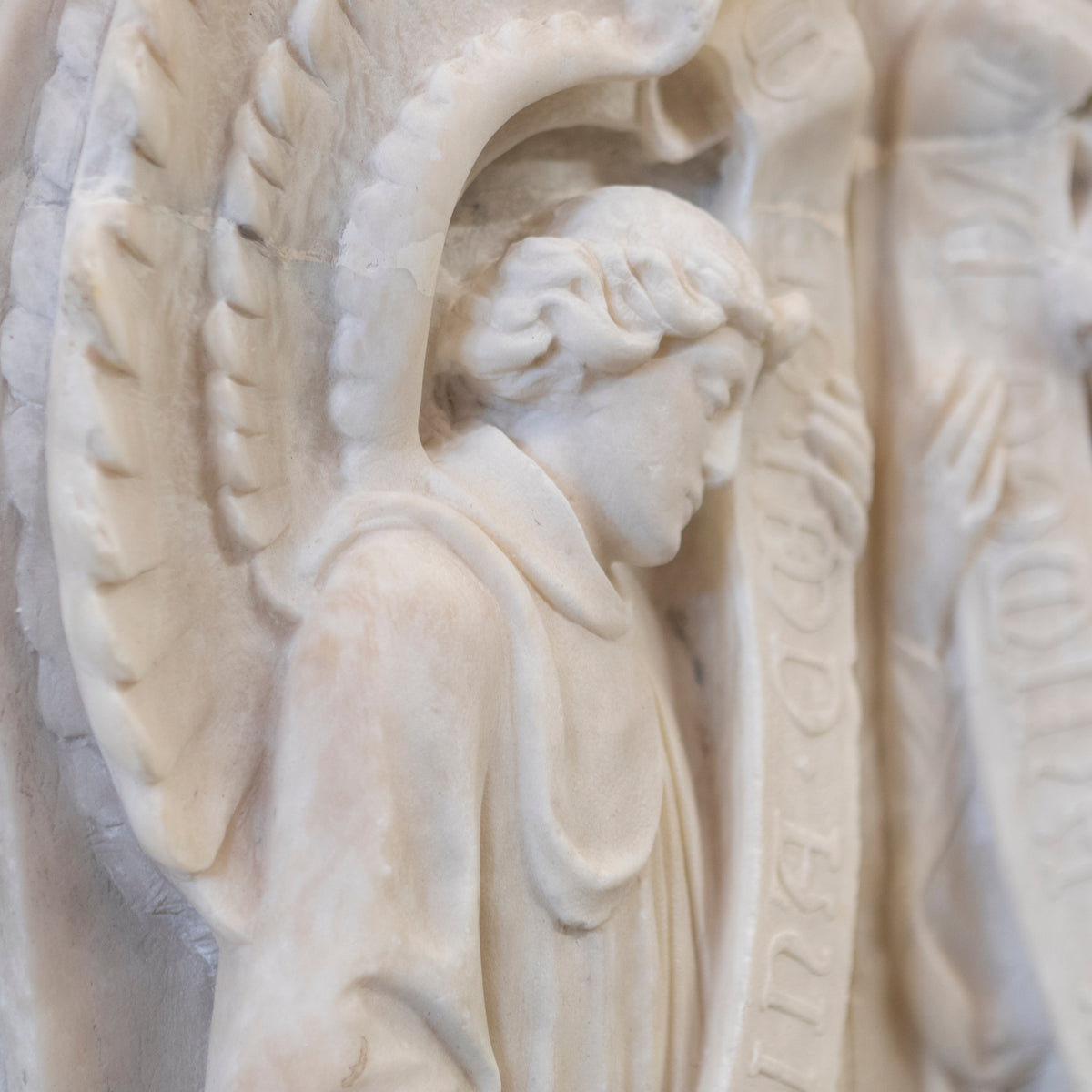 Large Pair of Alabaster Carved Angel Decorative Wall Plaques | The Architectural Forum