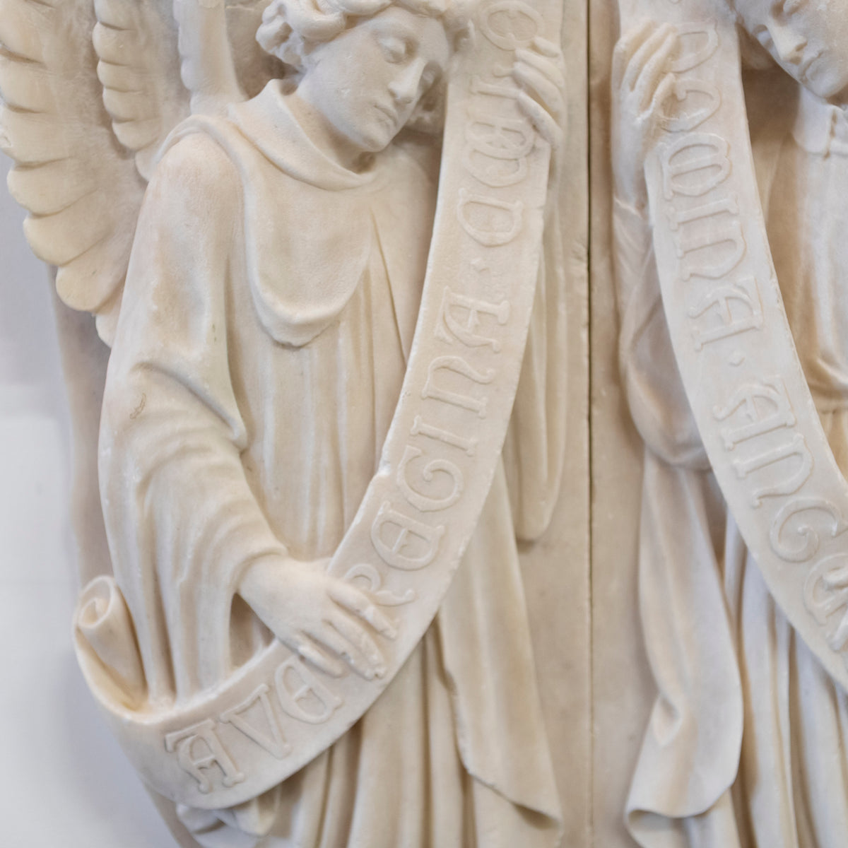 Large Pair of Alabaster Carved Angel Decorative Wall Plaques | The Architectural Forum