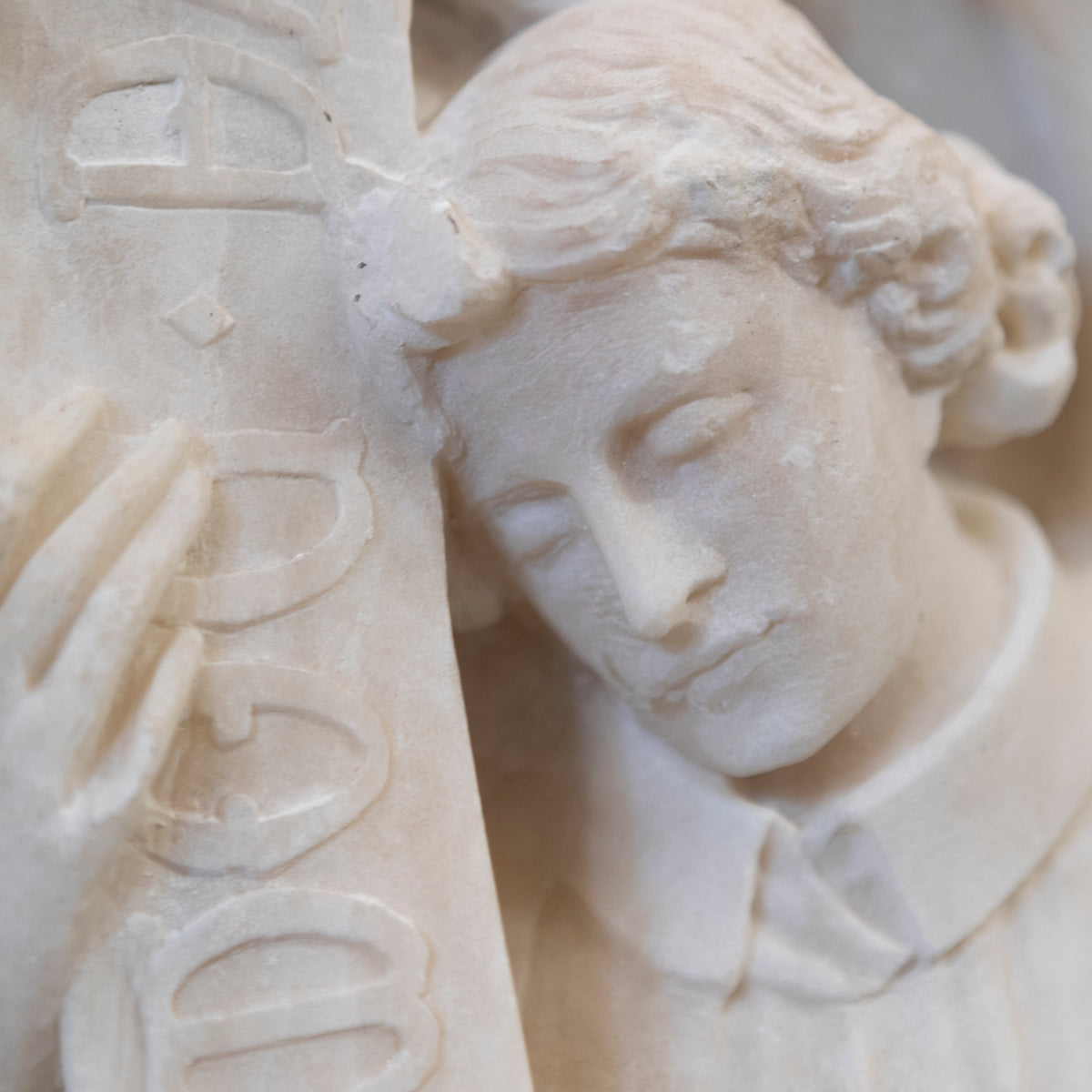 Large Pair of Alabaster Carved Angel Decorative Wall Plaques | The Architectural Forum