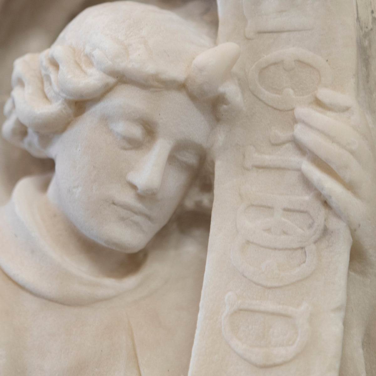 Large Pair of Alabaster Carved Angel Decorative Wall Plaques | The Architectural Forum