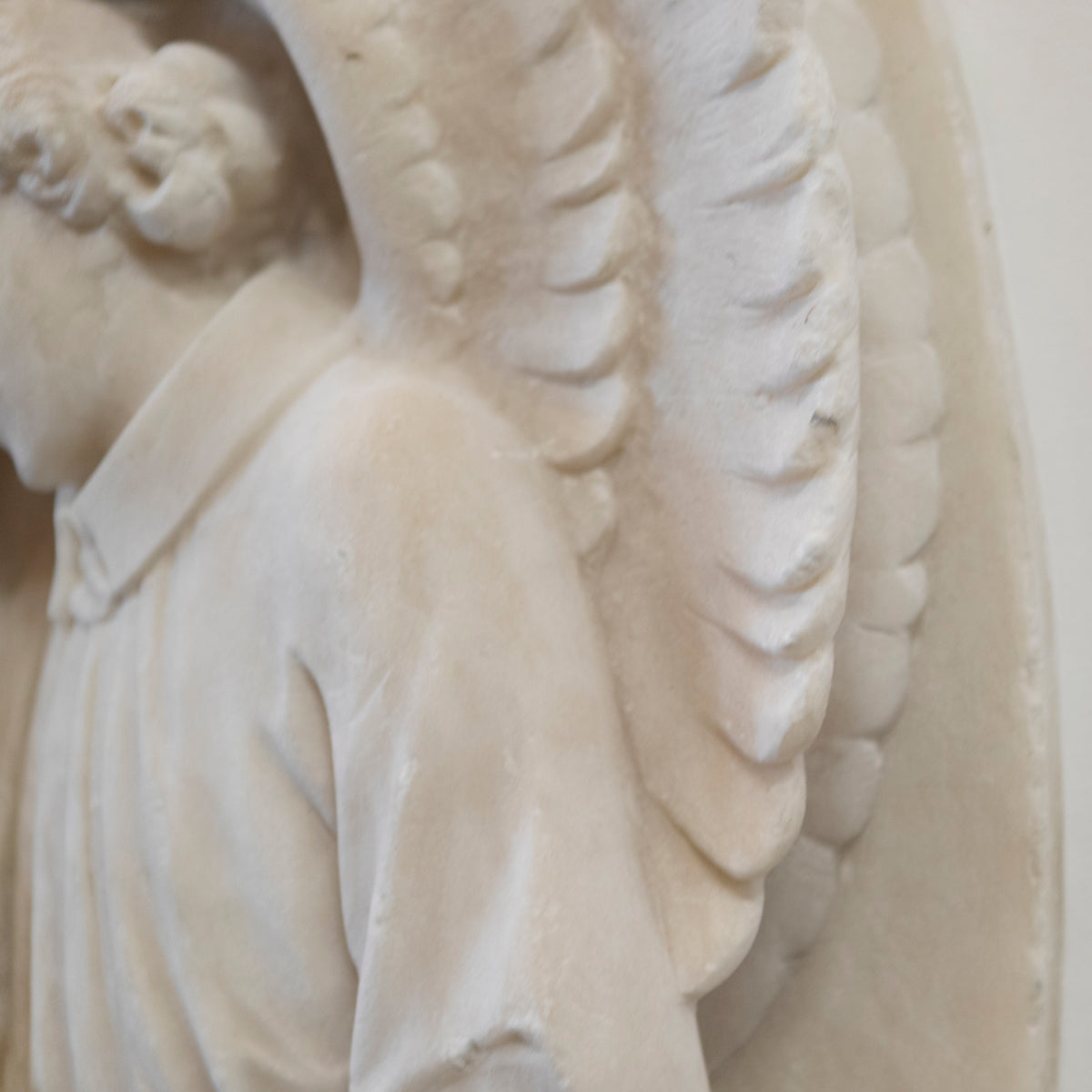 Large Pair of Alabaster Carved Angel Decorative Wall Plaques | The Architectural Forum