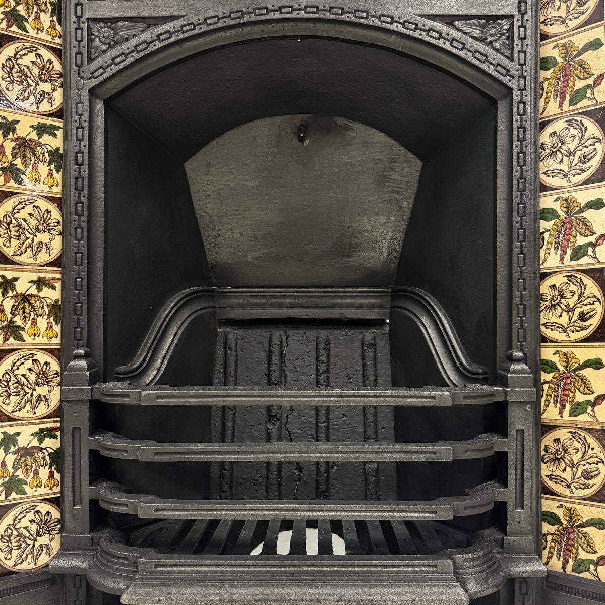 Antique Victorian Cast Iron Floral Tiled Fireplace Insert | The Architectural Forum
