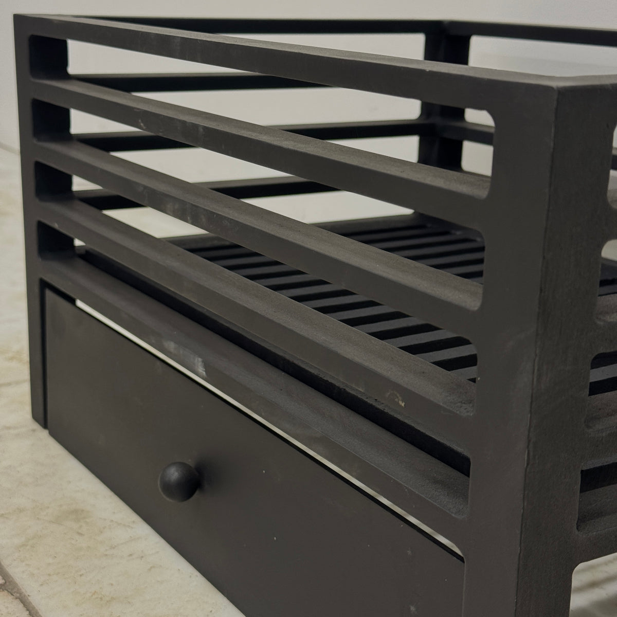 Reclaimed Cast Iron Fire Basket With Ash Pan Cover