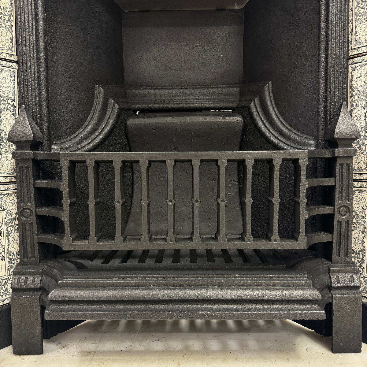 Antique Victorian Cast Iron Floral Tiled Fireplace Insert | The Architectural Forum