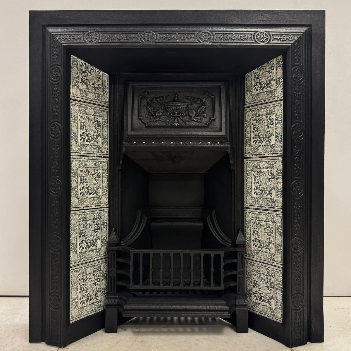 Antique Victorian Cast Iron Floral Tiled Fireplace Insert | The Architectural Forum