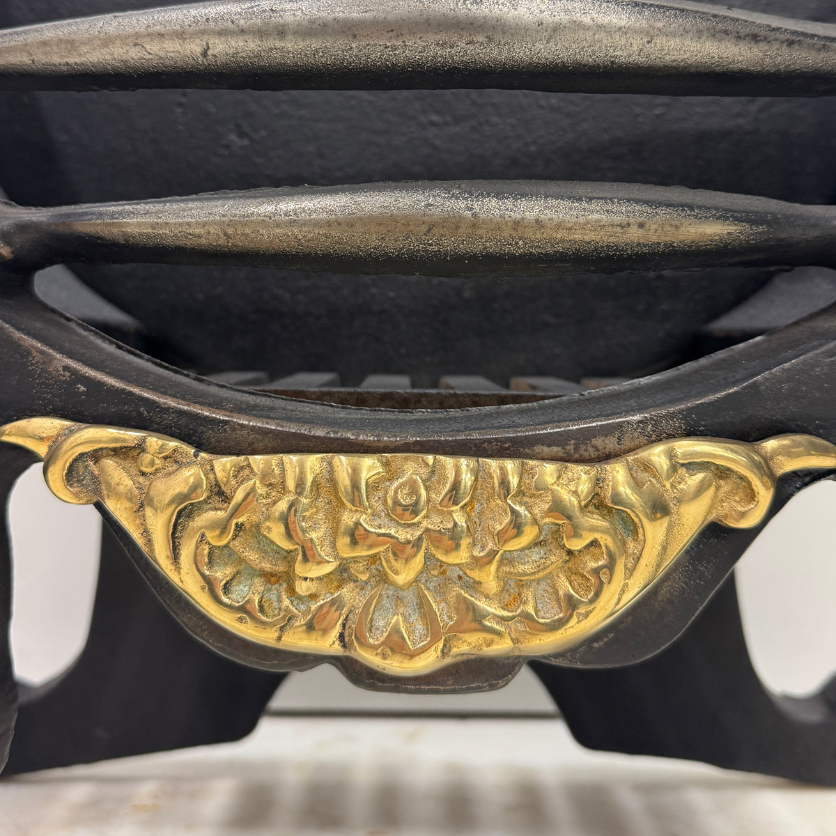 Reclaimed Cast Iron Fire Basket With Brass Finials | The Architectural Forum