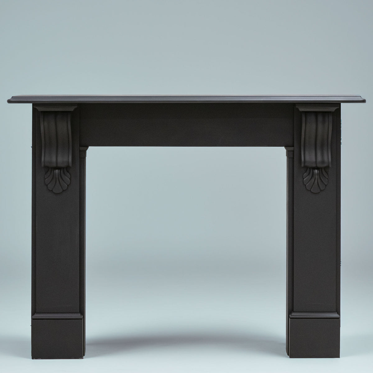 Antique Black Slate Victorian Fireplace Surround With Corbels