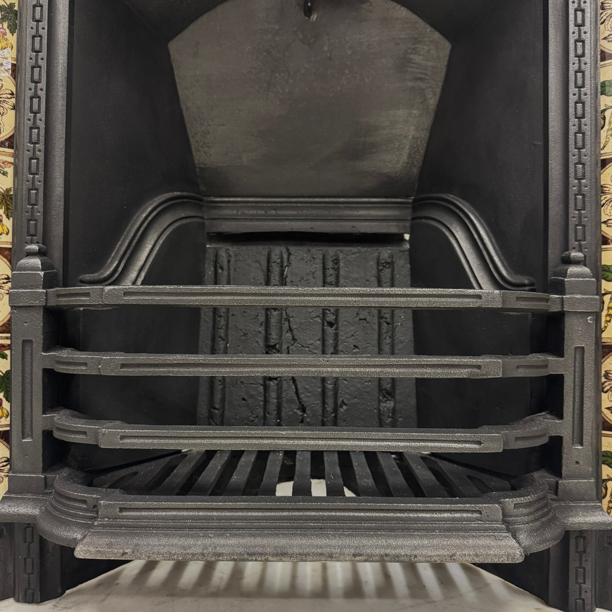 Antique Victorian Cast Iron Floral Tiled Fireplace Insert | The Architectural Forum