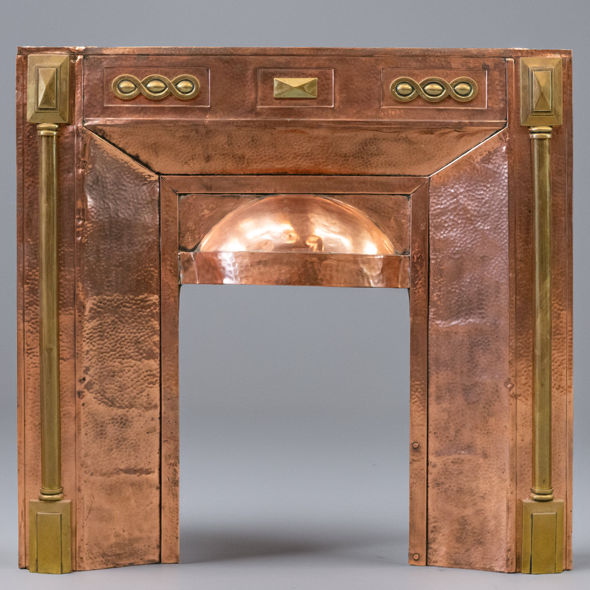 Antique Arts and Crafts Copper and Brass Fireplace Insert | Slips