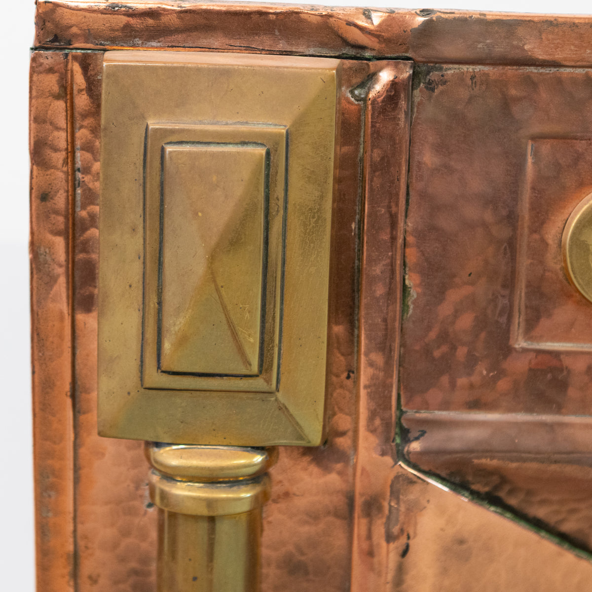 Antique Arts and Crafts Copper and Brass Fireplace Insert | Slips