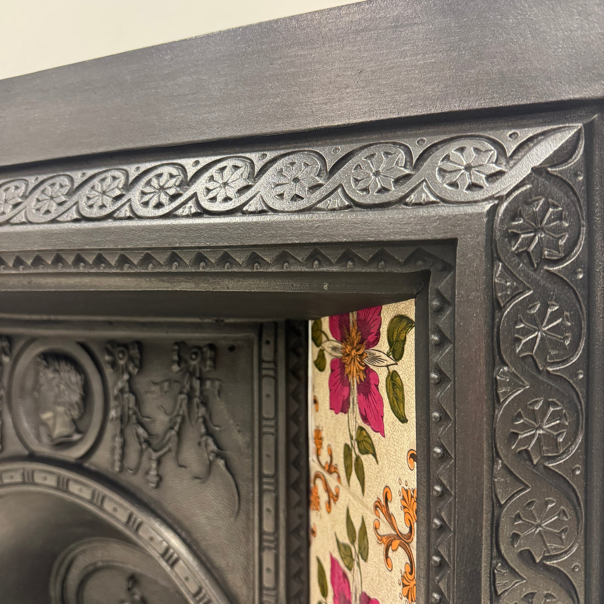Victorian Cast Iron Tiled Fireplace Insert with Floral Panels | The Architectural Forum