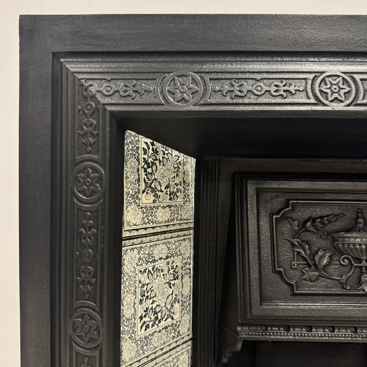 Antique Victorian Cast Iron Floral Tiled Fireplace Insert | The Architectural Forum
