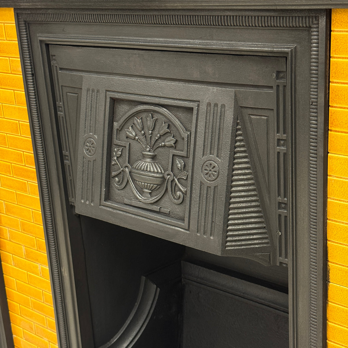 Antique Victorian Tiled Cast Iron Combination Fireplace