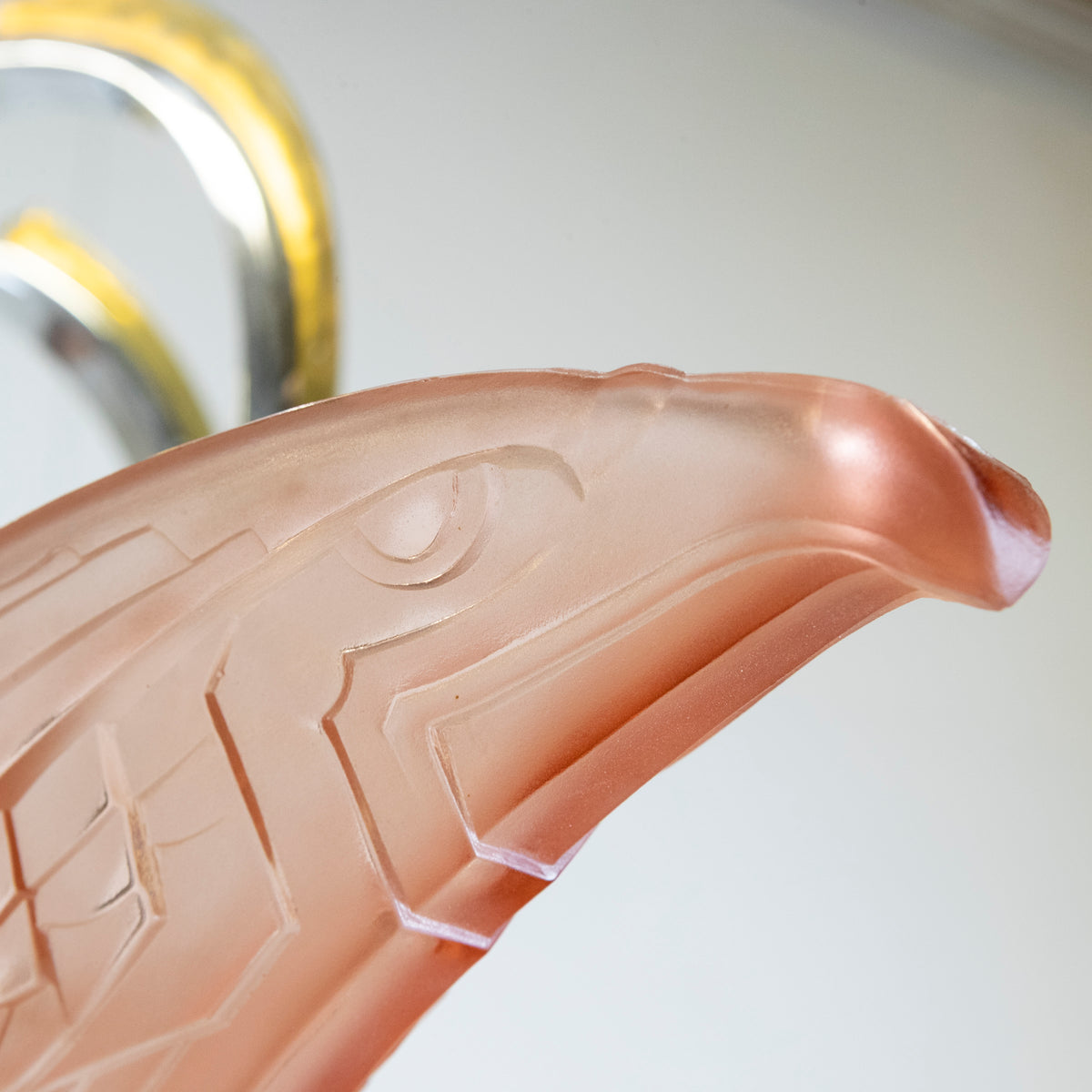 French Art Deco Ceiling Light Chandelier with Pink Glass | The Architectural Forum