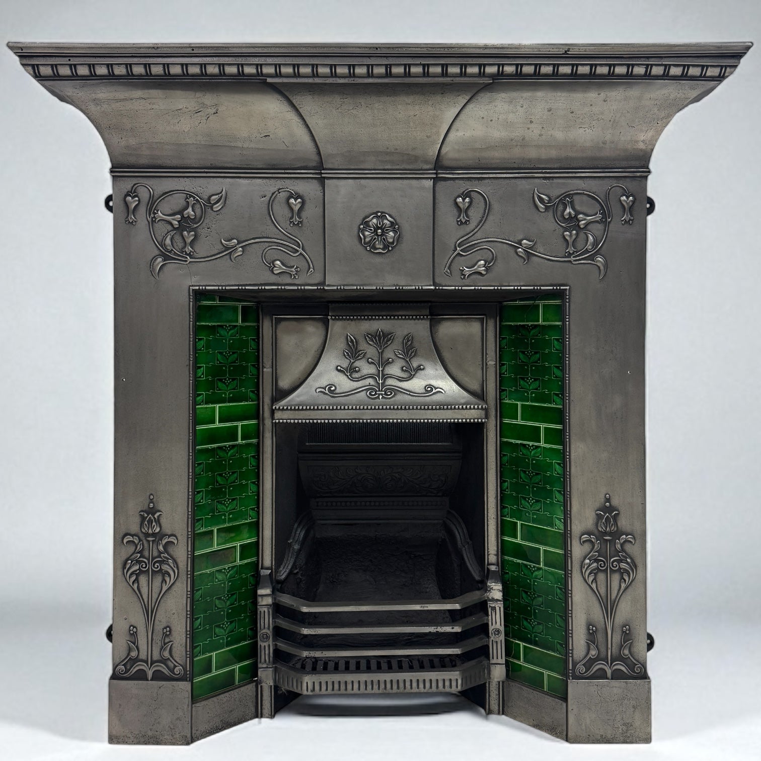 Antique Cast Iron Art Nouveau Combination Fireplace | The Architectural Forum