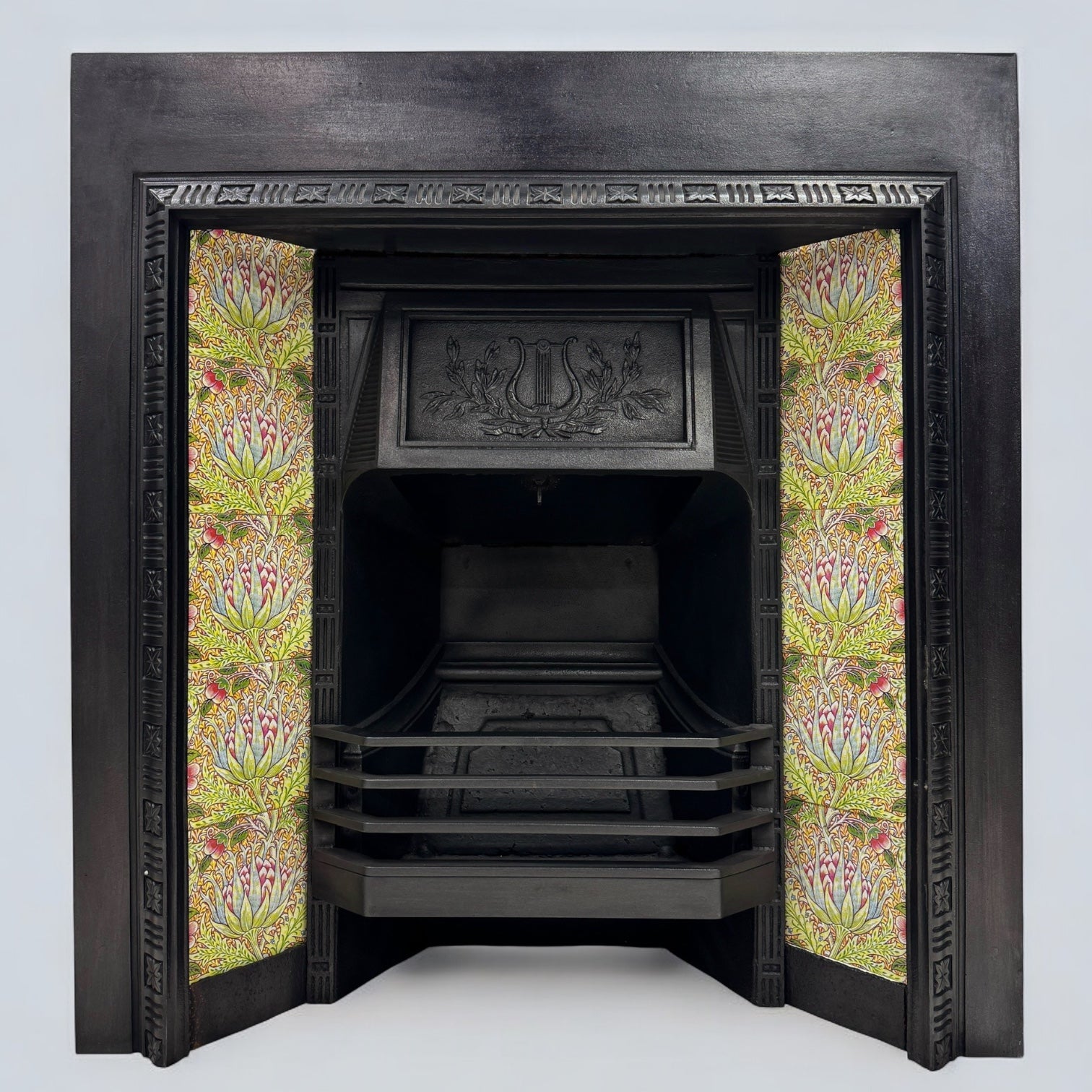 Antique Victorian Cast Iron Floral Tiled Fireplace Insert | The Architectural Forum