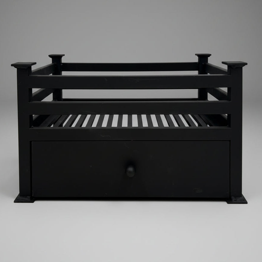 Reclaimed Cast Iron Fire Basket With Ash Pan