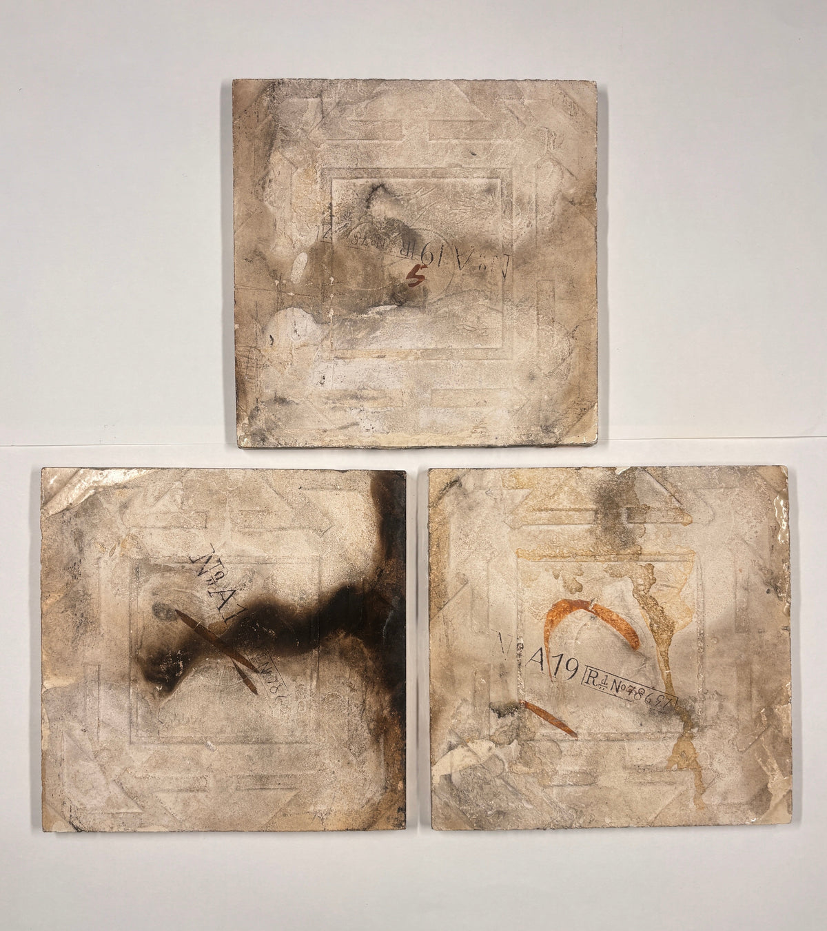 Antique Ceramic Floral Tiles Set of 3. | The Architectural Forum