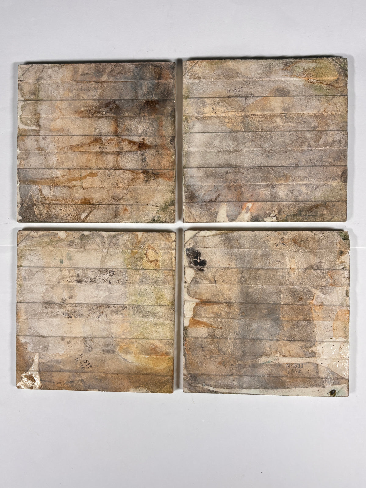 Vintage Victorian-era Ceramic Tiles Set of 4