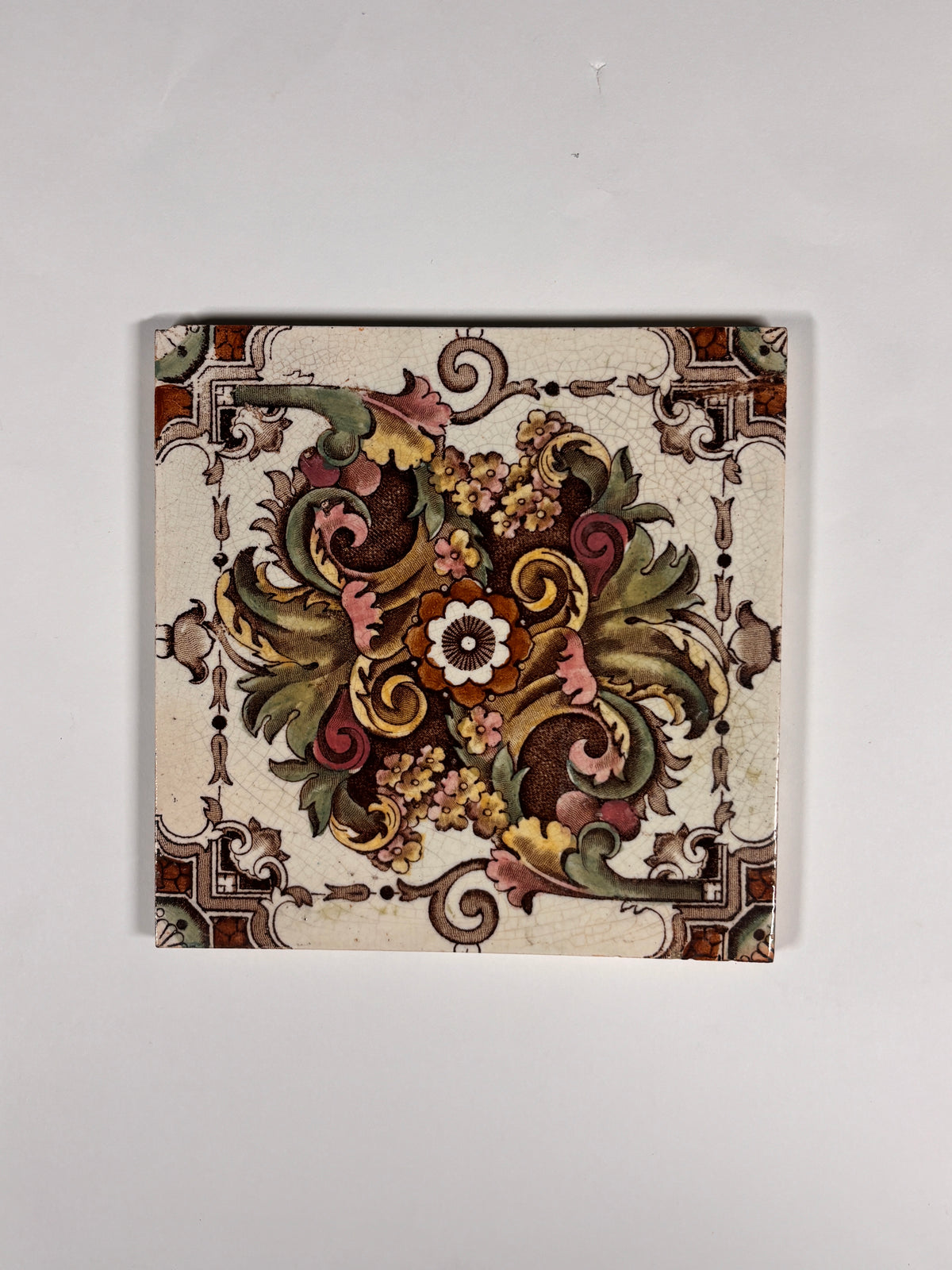Vintage Victorian-era Ceramic Tiles Set of 4