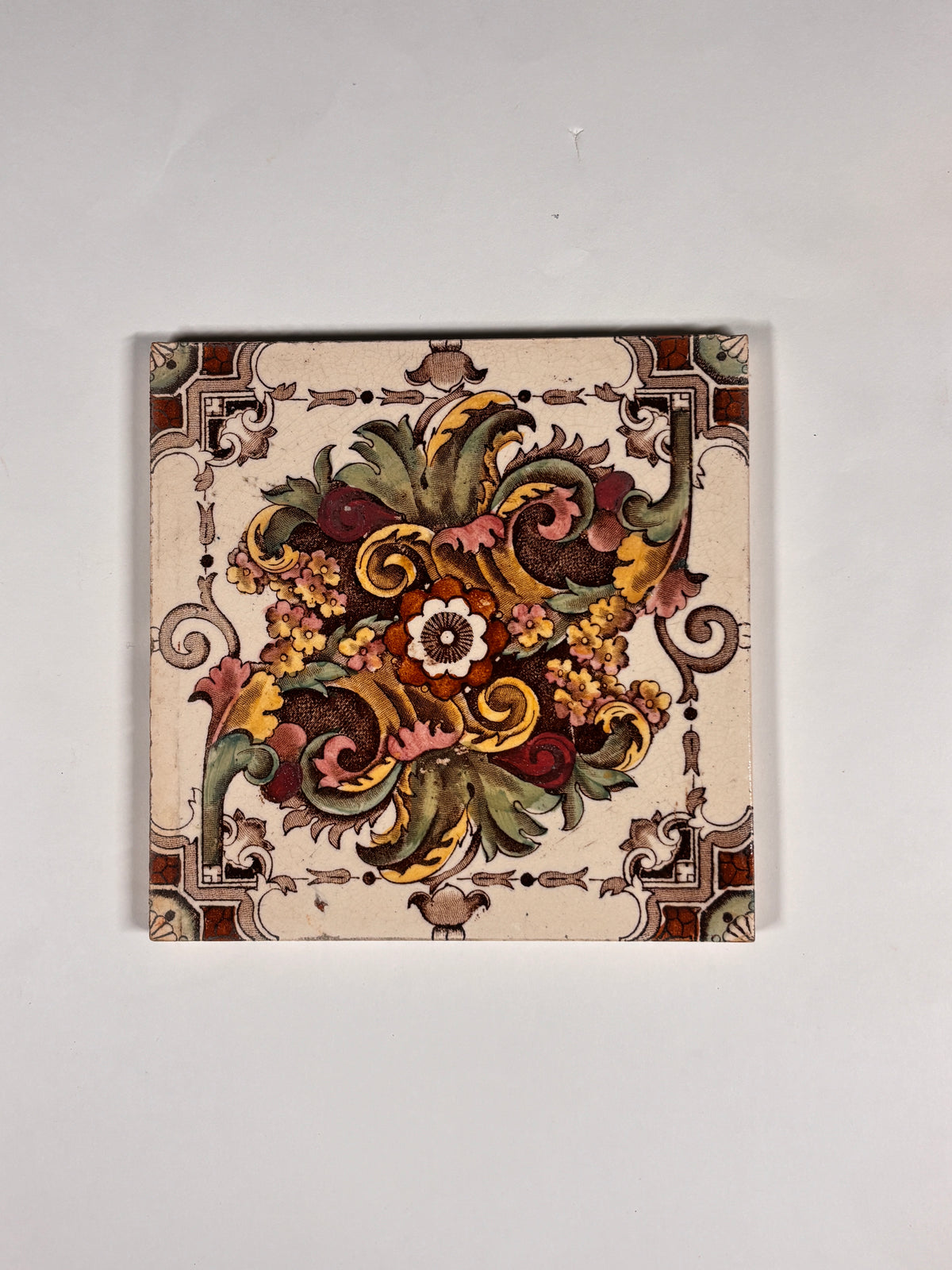 Vintage Victorian-era Ceramic Tiles Set of 4