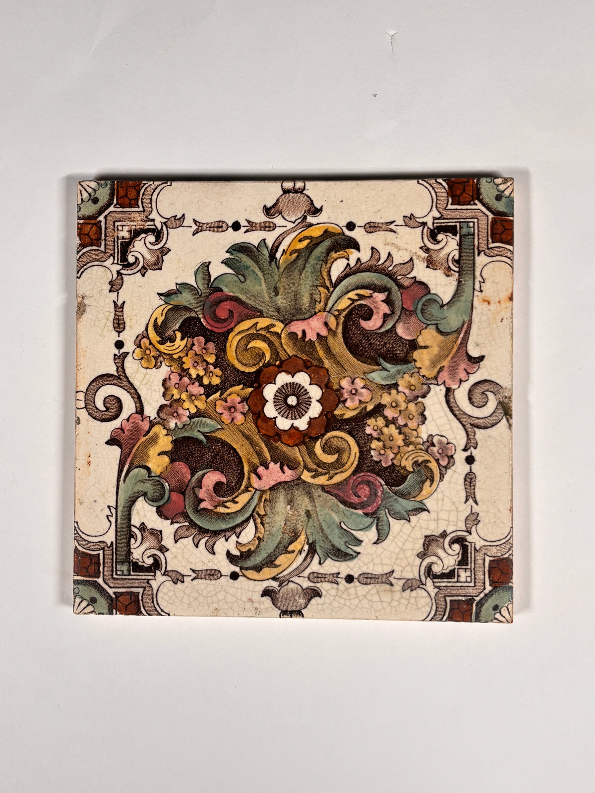 Vintage Victorian-era Ceramic Tiles Set of 4
