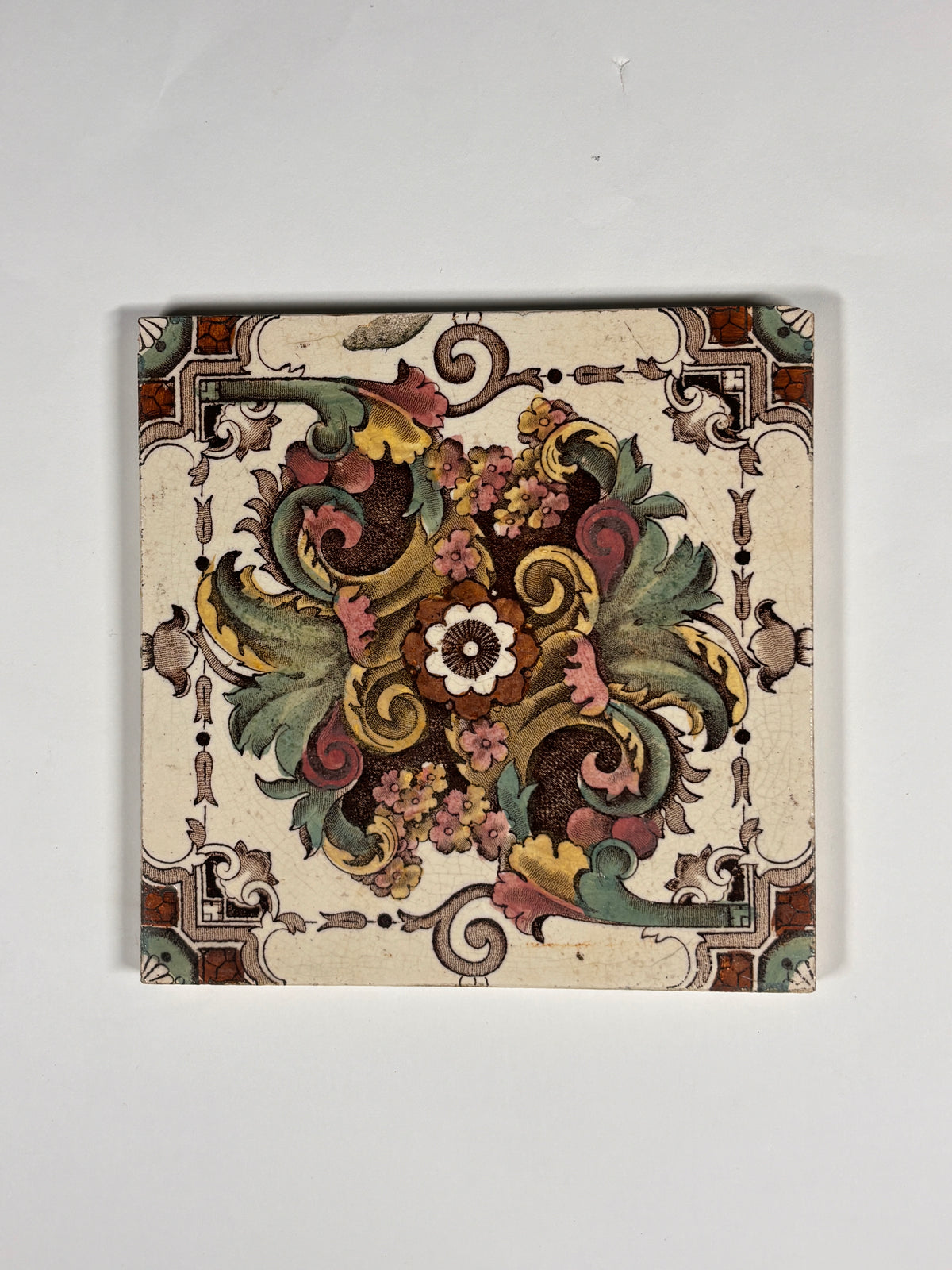 Vintage Victorian-era Ceramic Tiles Set of 4