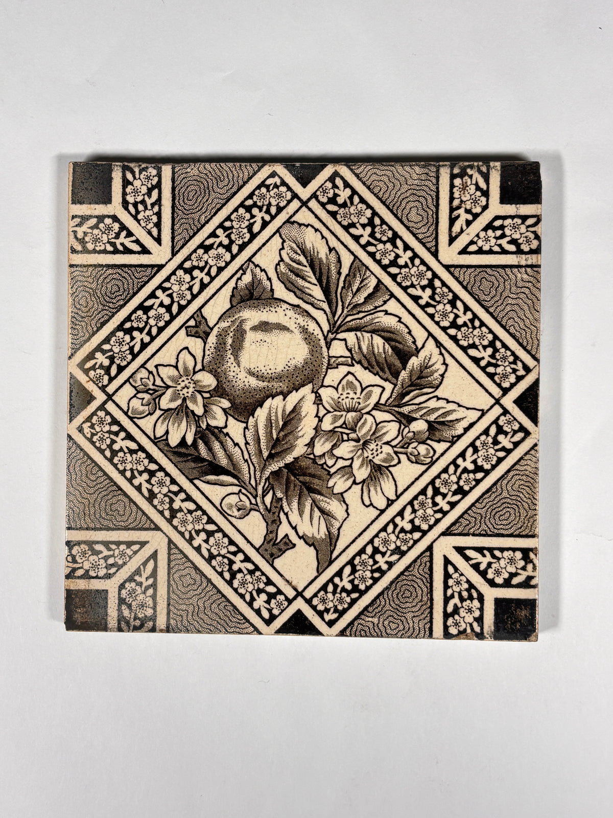 Antique Fruit & Blossom Ceramic Tiles Set of 4