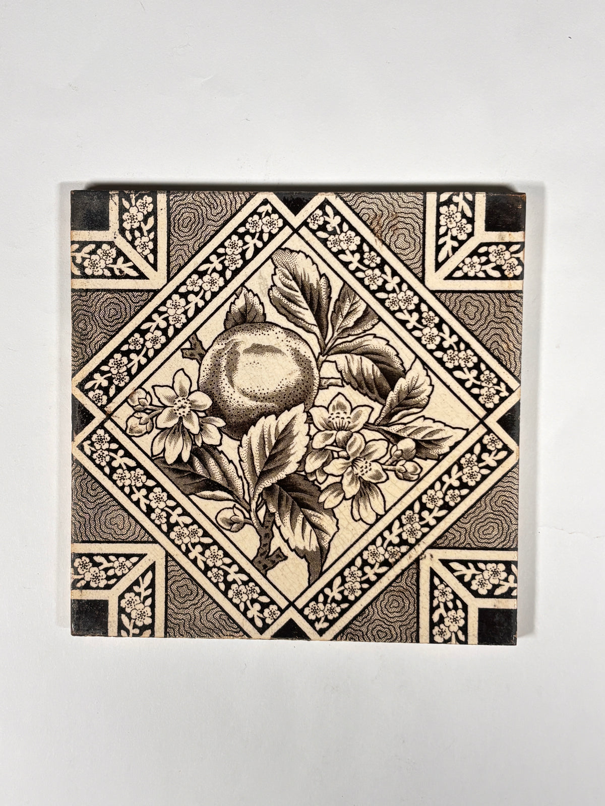 Antique Fruit & Blossom Ceramic Tiles Set of 4