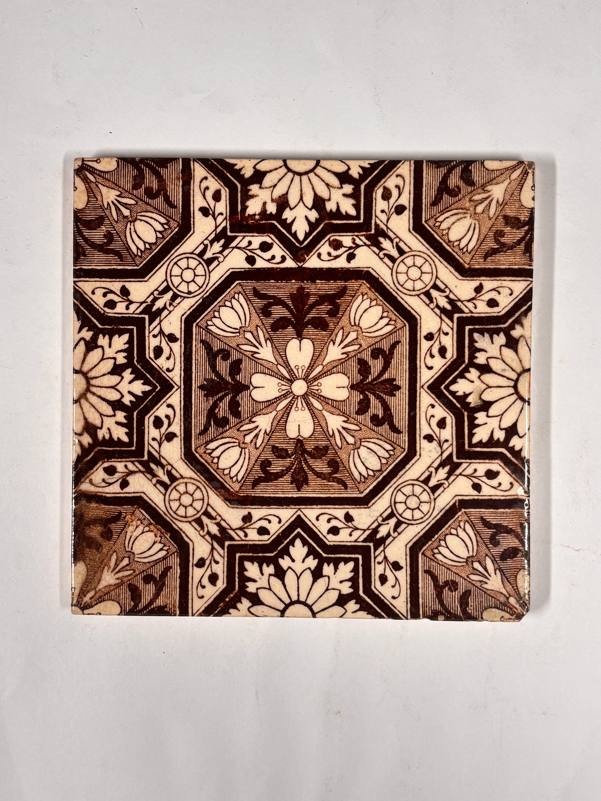 Heritage Geometric Ceramic Tiles Set of 4