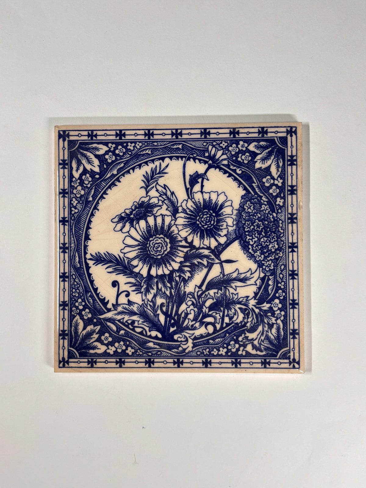 Blue & White Botanical Ceramic Tiles Set of 6
