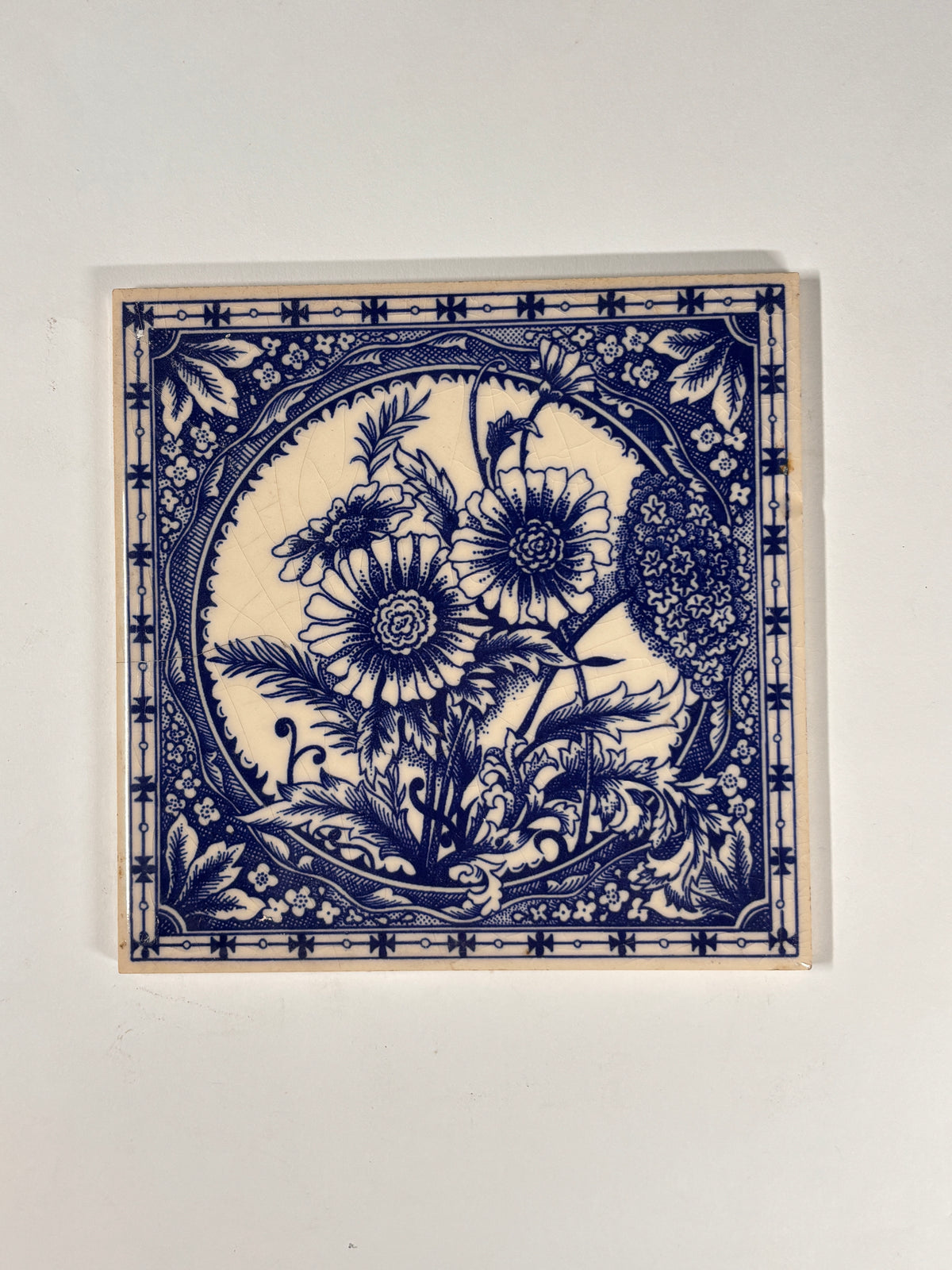 Blue & White Botanical Ceramic Tiles Set of 6