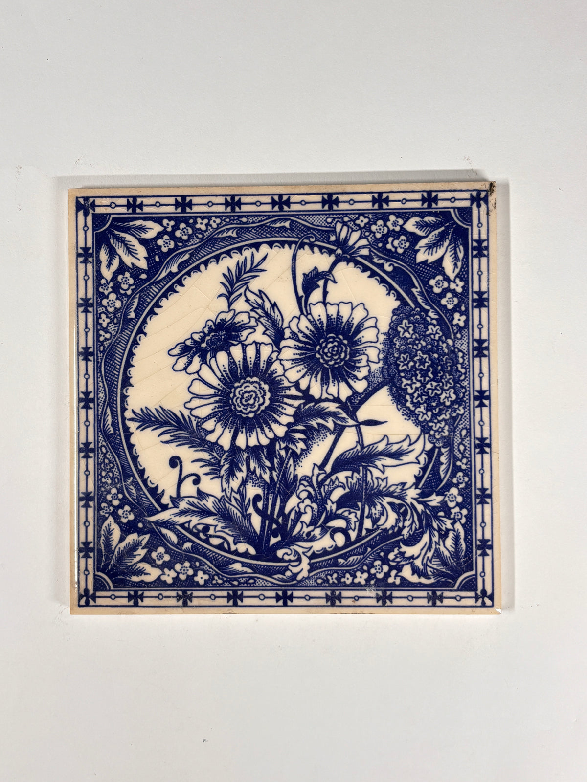Blue & White Botanical Ceramic Tiles Set of 6