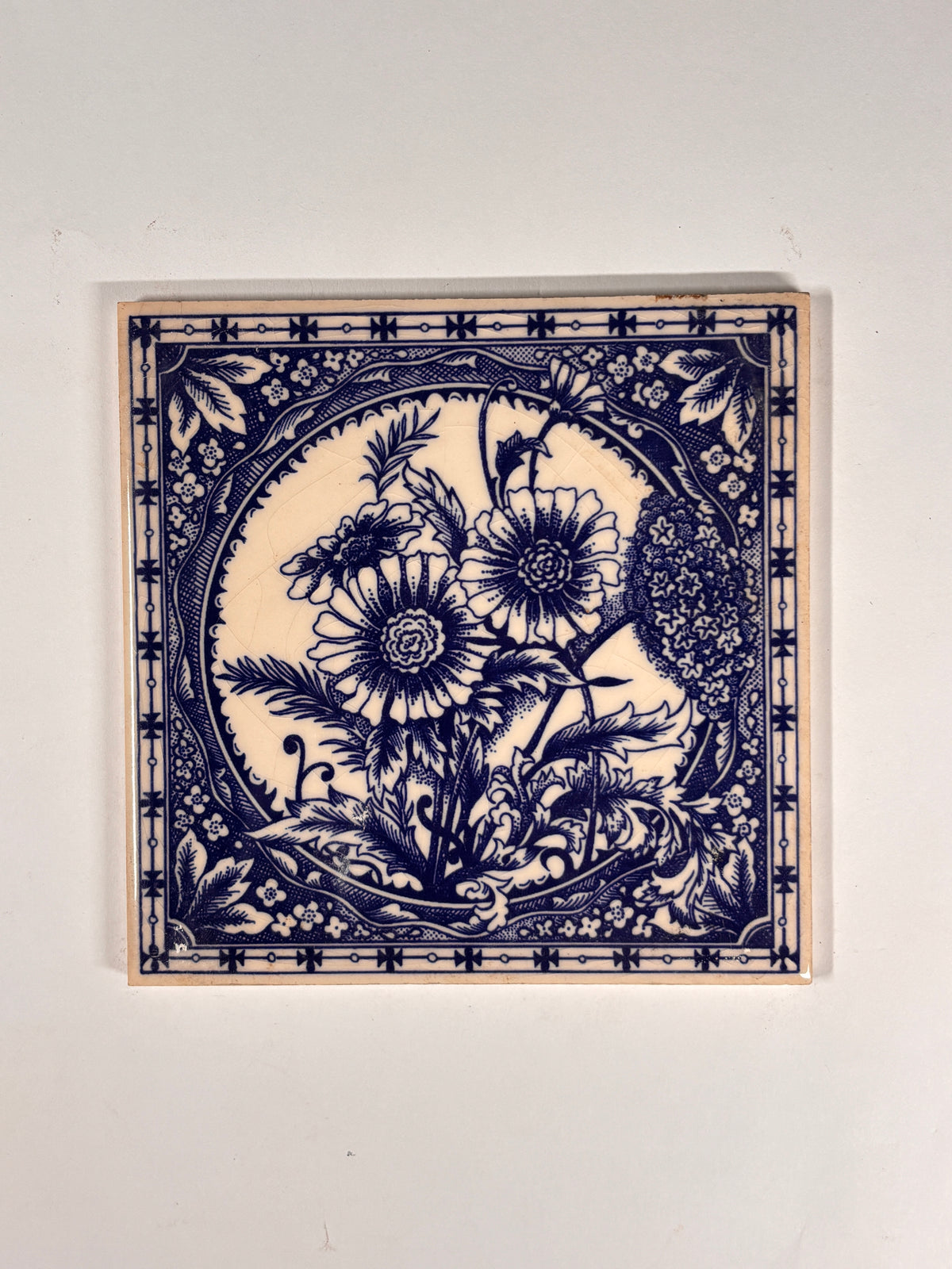 Blue & White Botanical Ceramic Tiles Set of 6