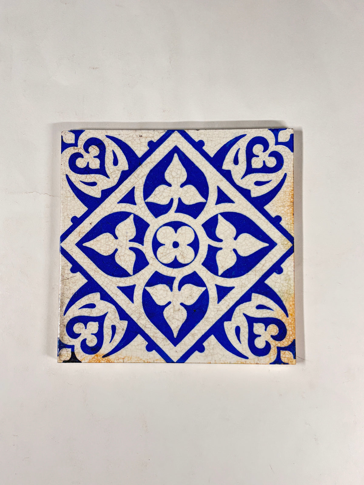 Mediterranean Blue Geometric Ceramic Tiles Set of 3