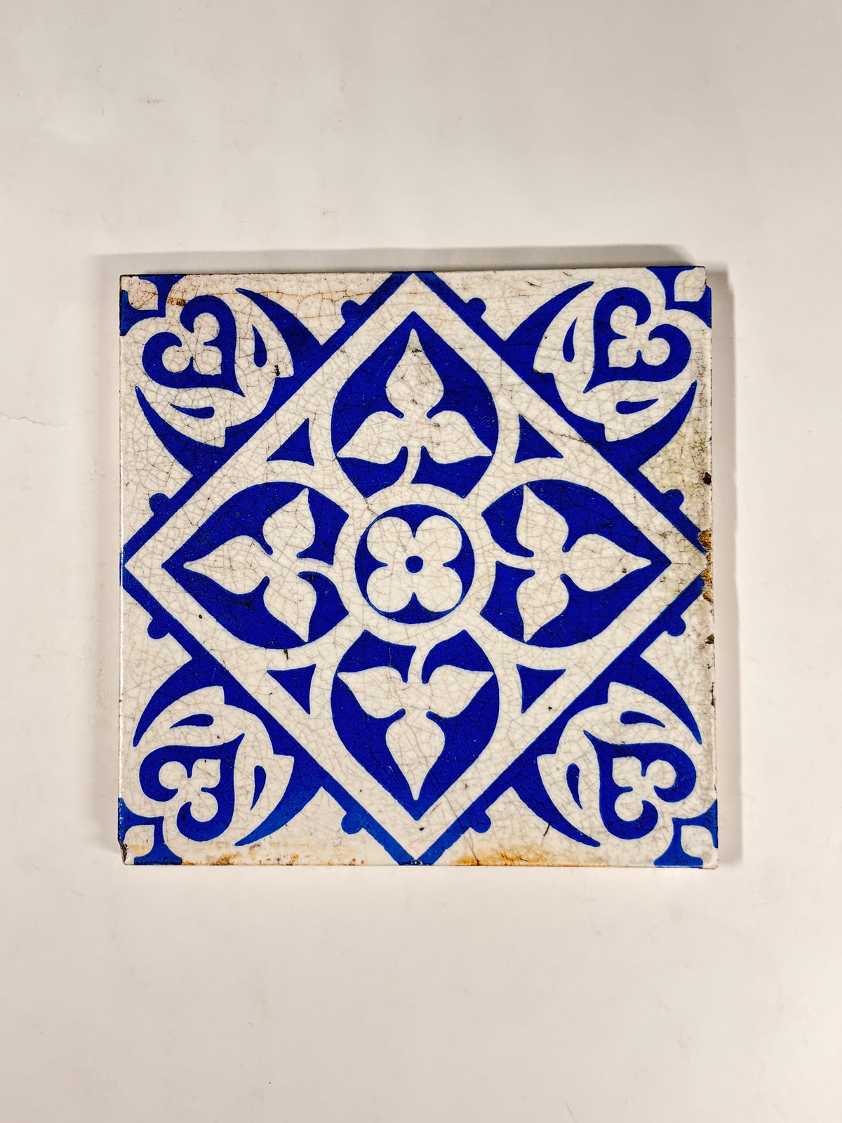 Mediterranean Blue Geometric Ceramic Tiles Set of 3