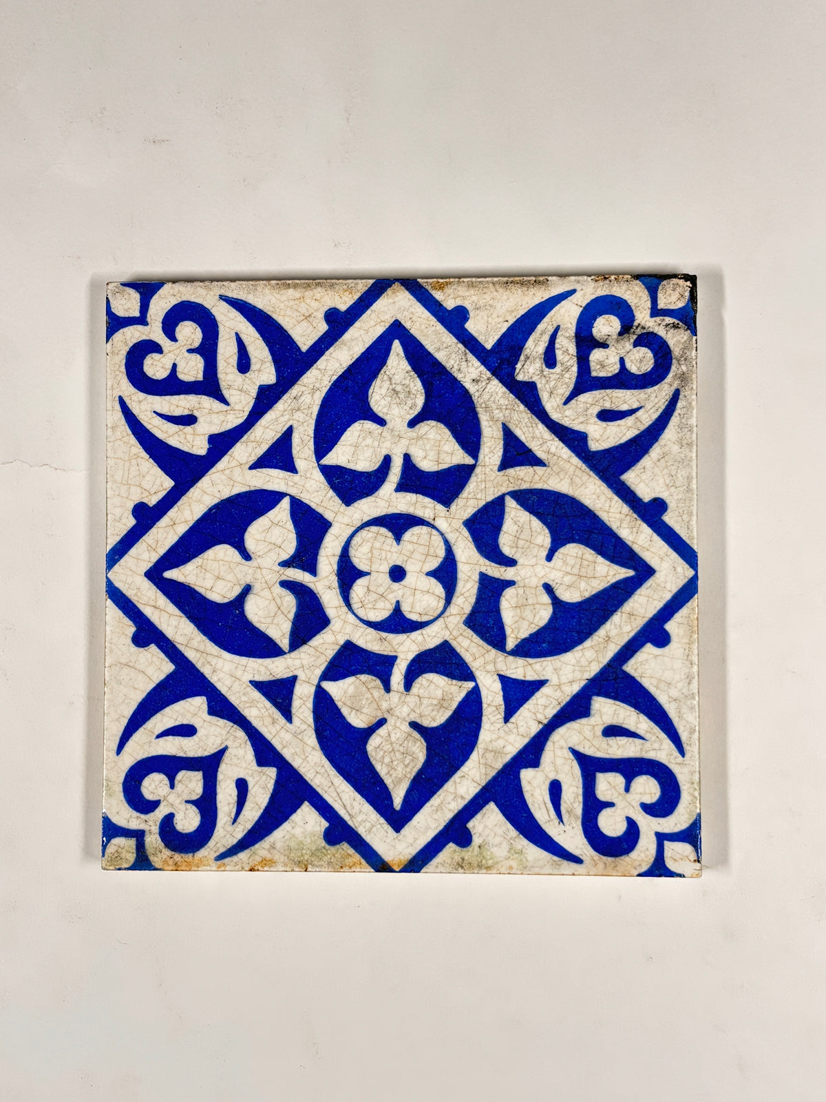 Mediterranean Blue Geometric Ceramic Tiles Set of 3