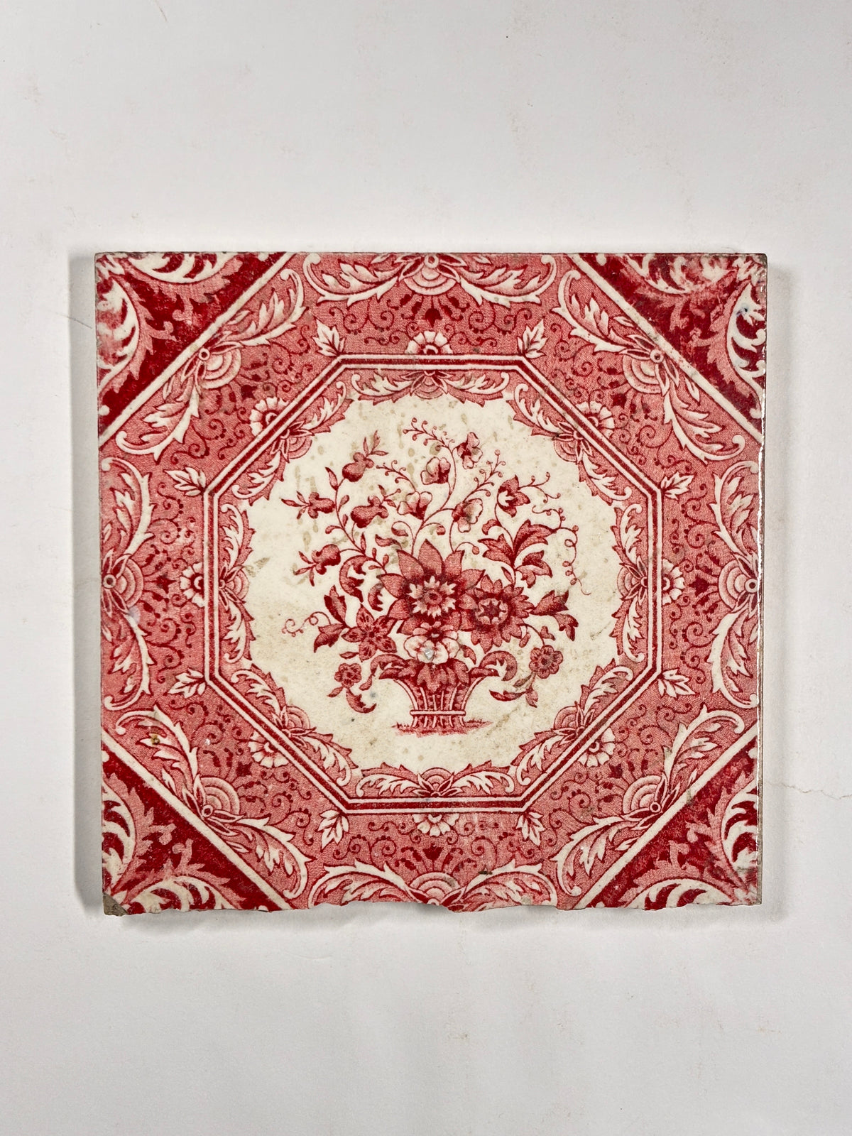 Victorian Rose Basket Decorative Tile Set of 3