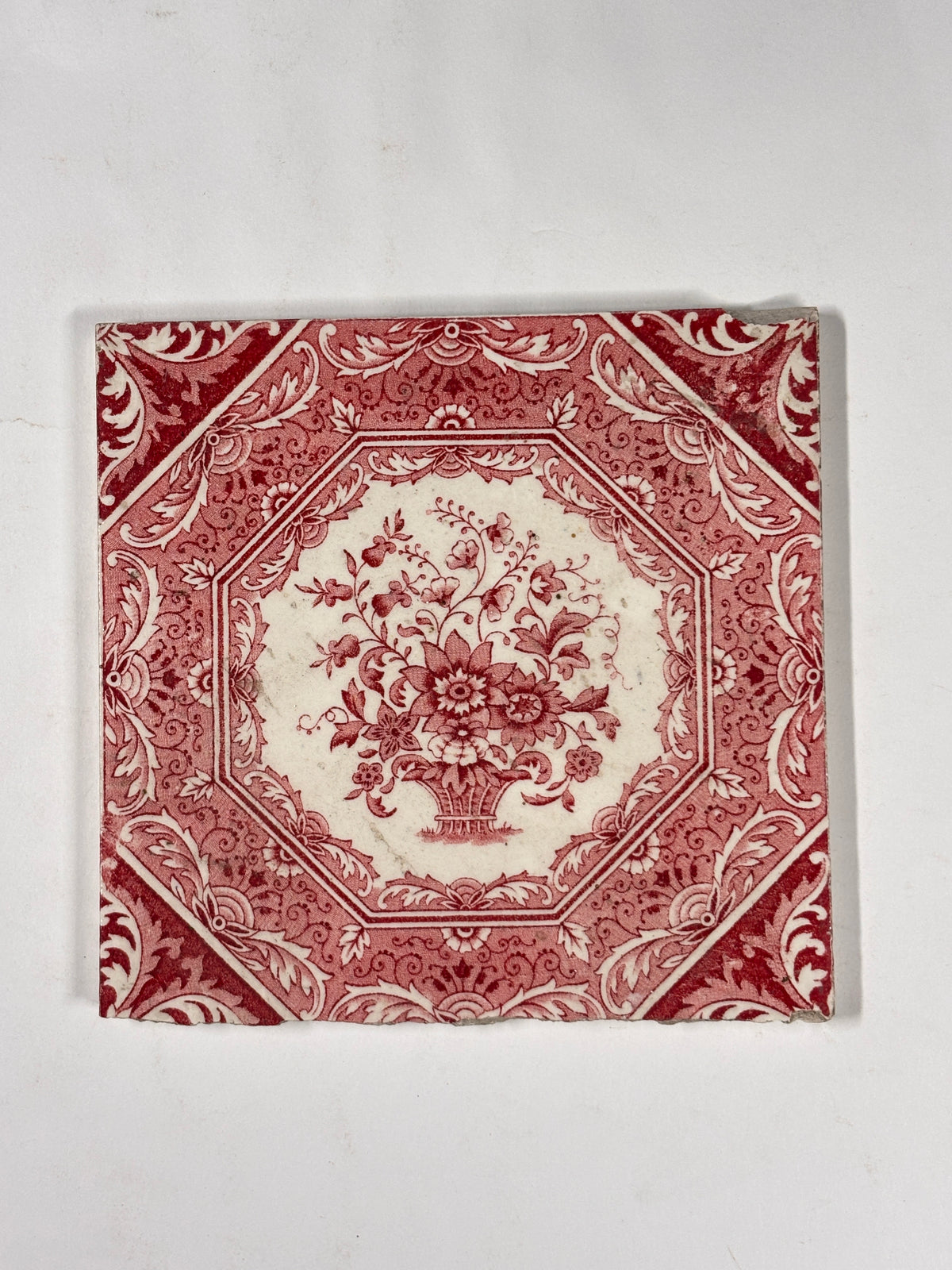 Victorian Rose Basket Decorative Tile Set of 3