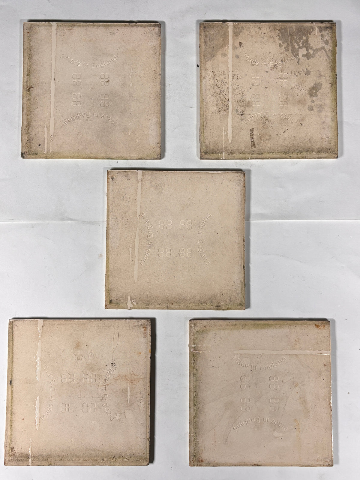 Vintage Botanical Pattern Ceramic Tiles Set of 5