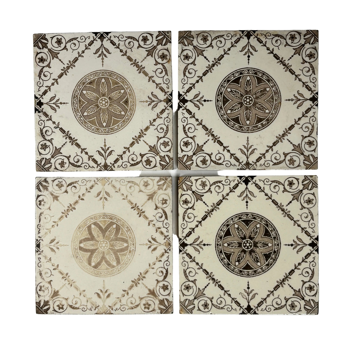 Floral Victorian Style Tiles Set of 8