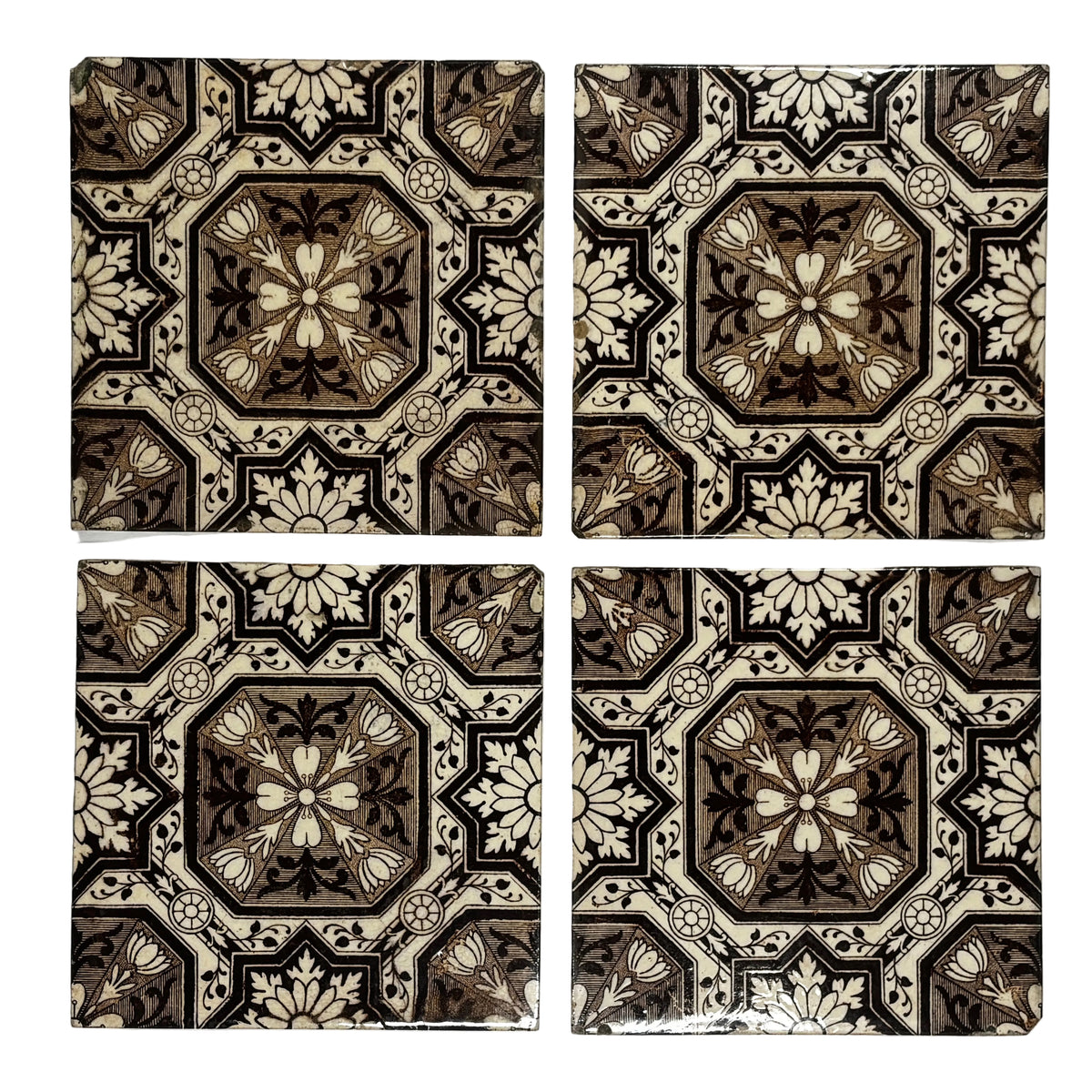 Heritage Geometric Ceramic Tiles Set of 4