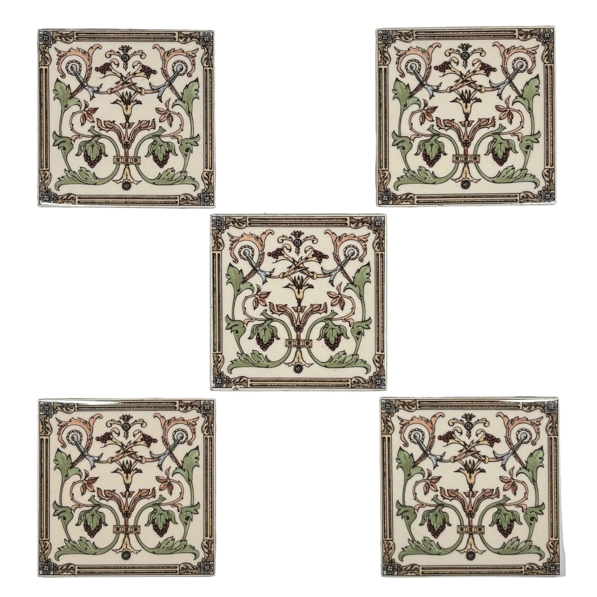Antique Style Victorian Ceramic Tiles Set of 5 | The Architectural Forum