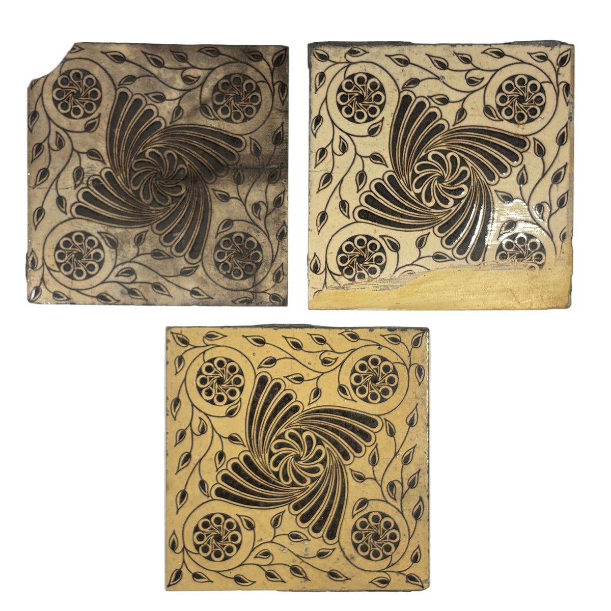 Art Nouveau Swirl Decorative Tile Set of 3