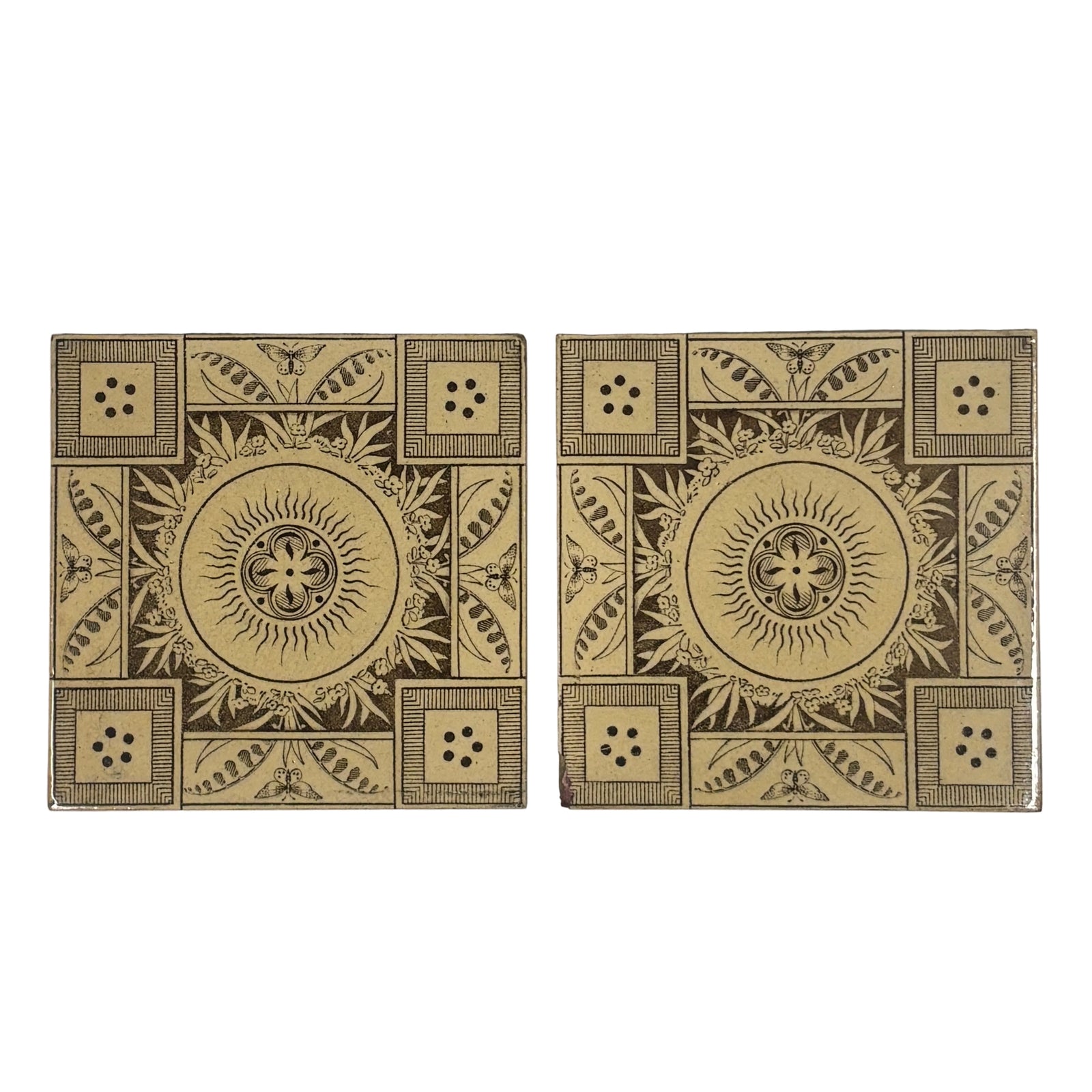 Vintage Sunburst Decorative Ceramic Tile Set of 2 | The Architectural Forum